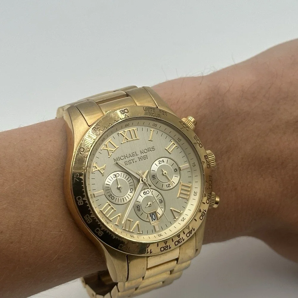 Michael Kors MK-8214 Gold Tone Chronograph Watch Stainless Steel Men's